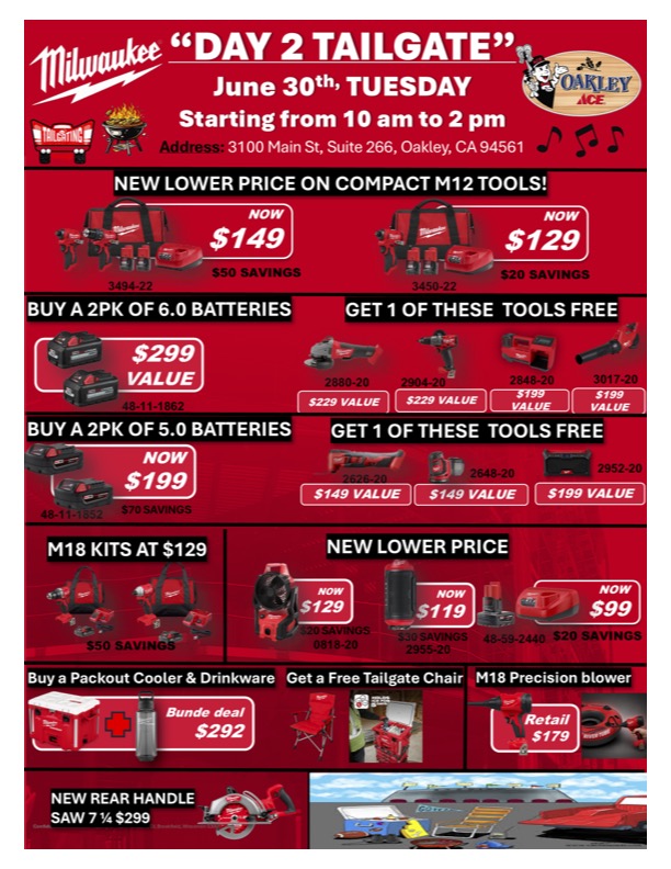 Milwaukee Sale June 30th 10am - 2pm.